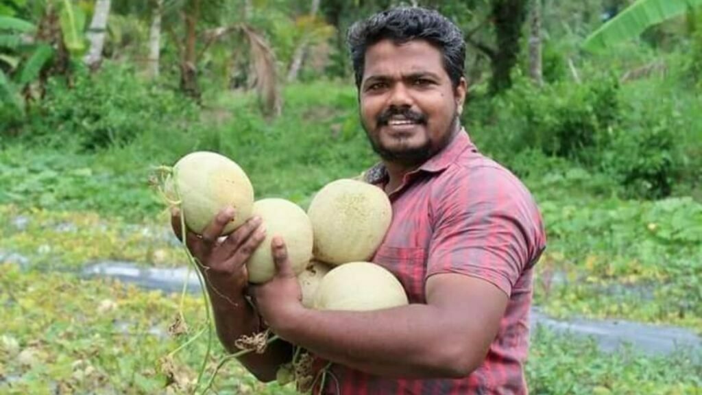 Sujith S P at his farm in Kanjikuzhi, Cherthala, Kerala.