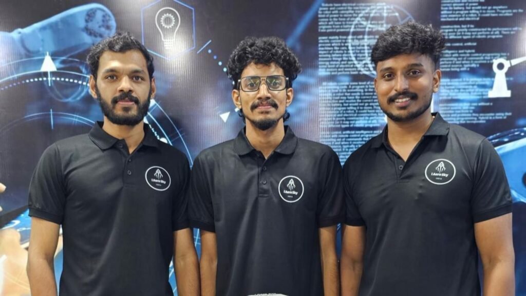 Akhil Haridas, Athil Krishna and Sarath S, the three founders of iHub Robotics in Kochi, Kerala.