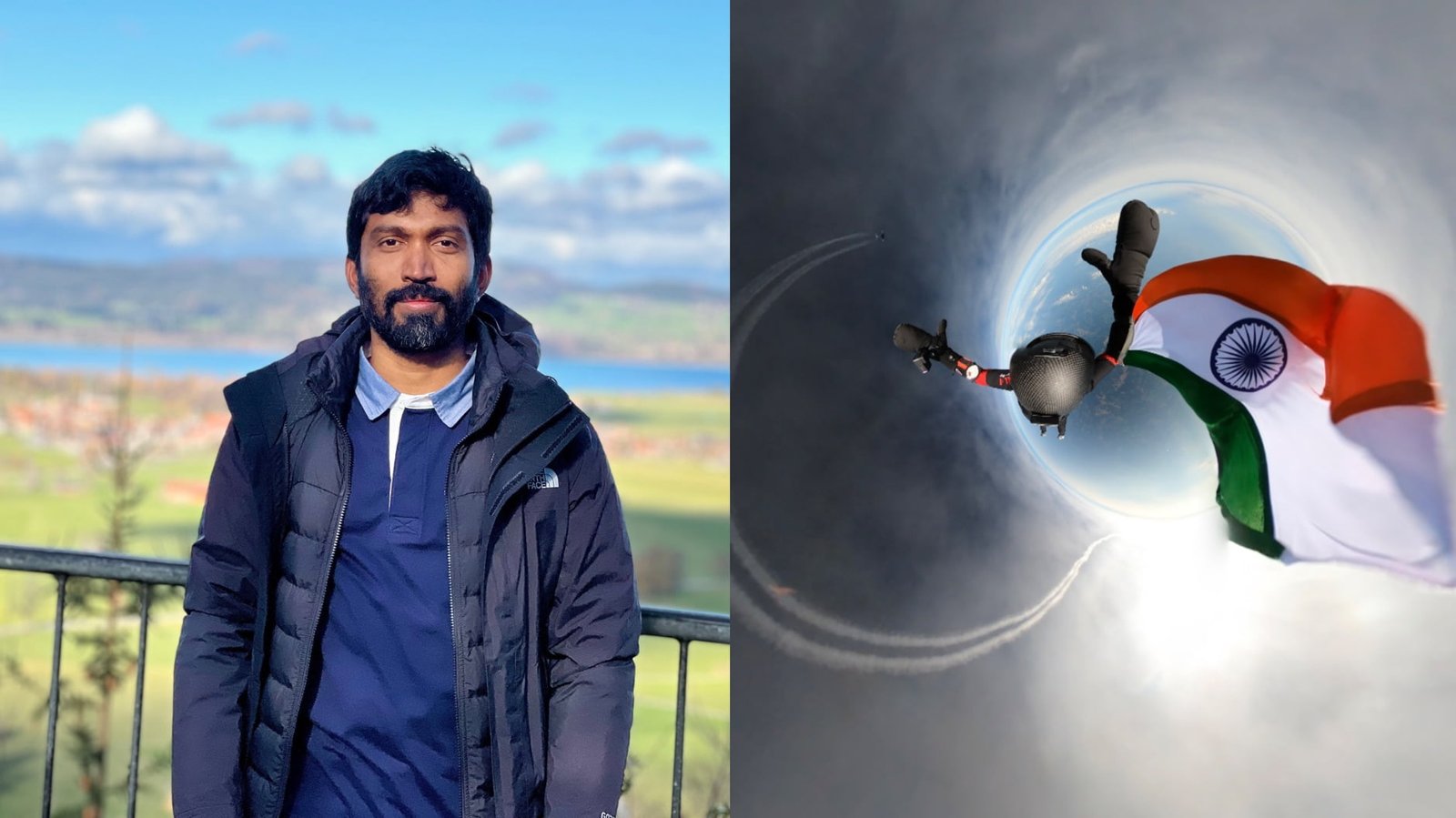 Jithin Vijayan of Kozhikode who has set a new world record in skydiving.