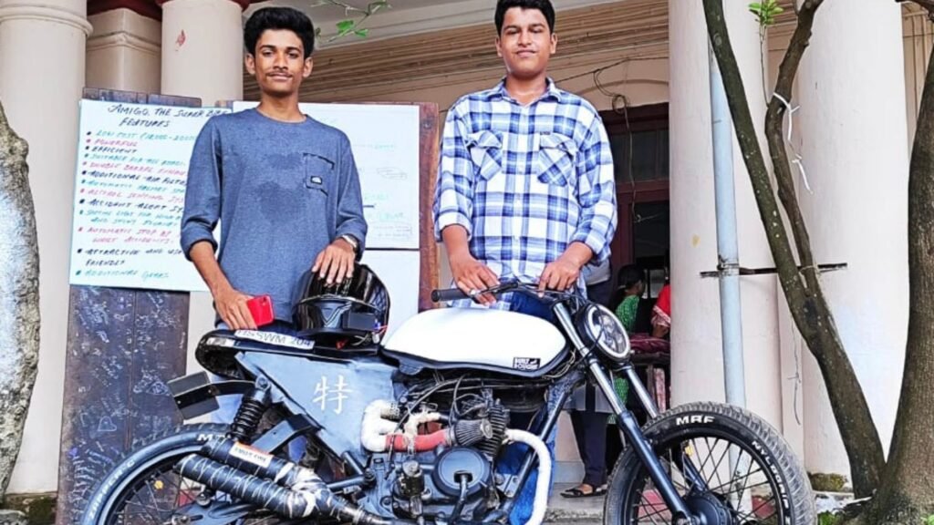 Hilal Roshan and Muhammed Sinan with their smart motorcycle.