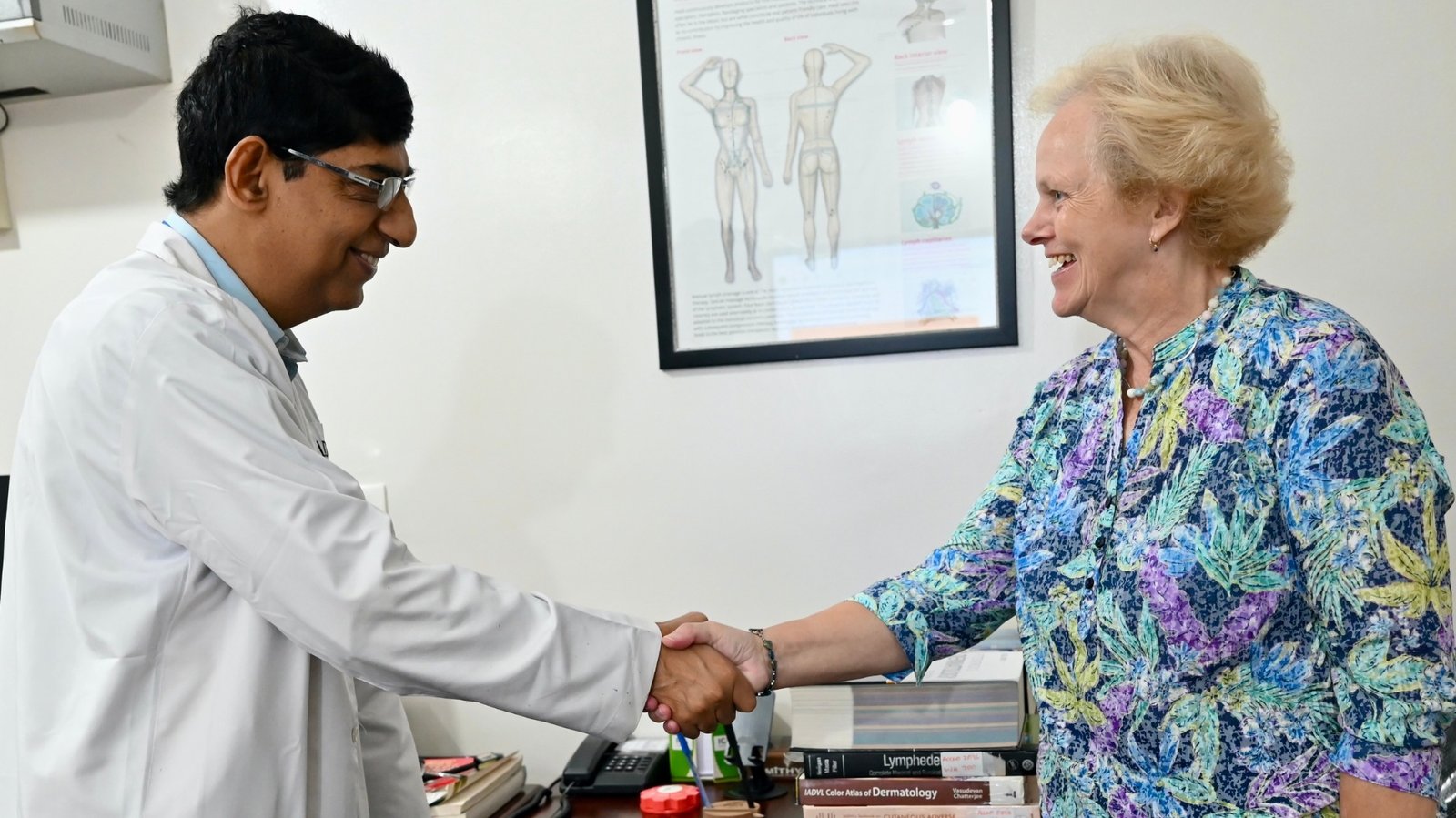 IAD founder-director Dr S R Narahari with ILF Chair Prof. Dr. Christine Moffatt during her visit to IAD's treatment centre in Kasaragod, Kerala.